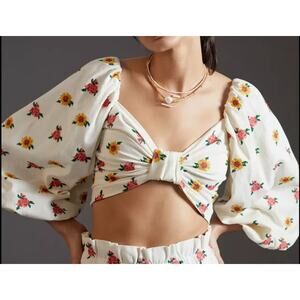 NWT FARM RIO Cross Stitch Floral Embroidered Crop Top Brazil‎ Boho Size M